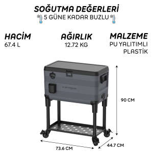 IcePeak Patio 70 Tekerlekli Raflı Buzluk 65.8 Litre - 9