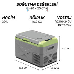 Icepeak Prag Kompresörlü Buzdolabı 30 Litre-GRİ-YEŞİL - 8