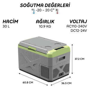 Icepeak Prag Kompresörlü Buzdolabı 30 Litre-GRİ-YEŞİL - 8