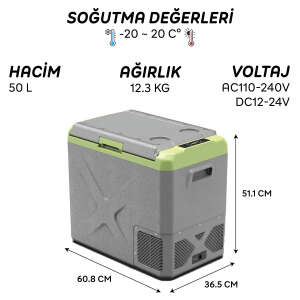 Icepeak Viyana Kompresörlü Buzdolabı 50 Litre-GRİ-YEŞİL - 8
