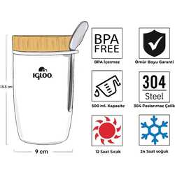 Igloo Bamboo Yemek Termosu 500ml-BEYAZ - Thumbnail