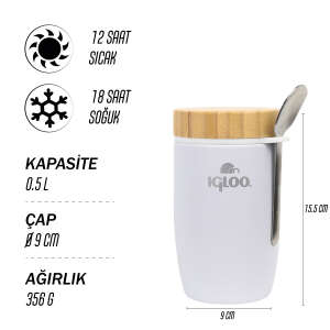 Igloo Bamboo Yemek Termosu 500ml-BEYAZ - 8