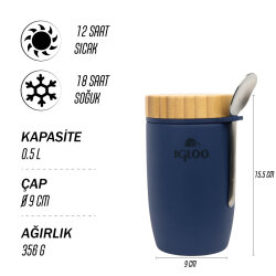 Igloo Bamboo Yemek Termosu 500ml-LACİVERT - 3