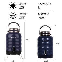 Igloo Family Barrel Termos 5 Litre-LACİVERT - 8
