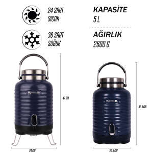 Igloo Family Barrel Termos 5 Litre-LACİVERT - 8