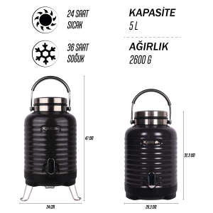 Igloo Family Barrel Termos 5 Litre-SİYAH - 8
