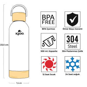 Igloo Hydrate Pro Termos 500ml-BEYAZ - 4
