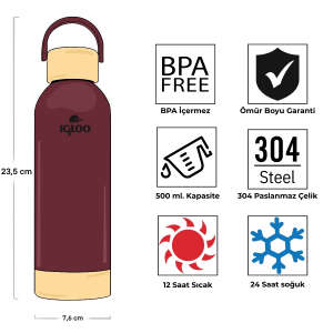 Igloo Hydrate Pro Termos 500ml-BORDO - 4