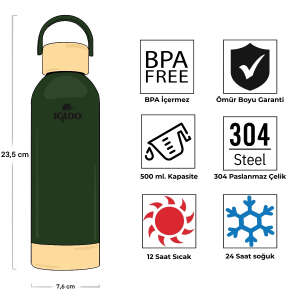 Igloo Hydrate Pro Termos 500ml-HAKİ - 4