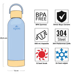 Igloo Hydrate Pro Termos 500ml-BUZUL MAVİ - 4