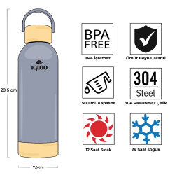 Igloo Hydrate Pro Termos 500ml-DUMAN MAVİ - 4