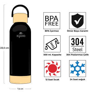 Igloo Hydrate Pro Termos 500ml-SİYAH - 4