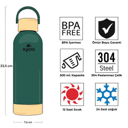 Igloo Hydrate Pro Termos 500ml-YEŞİL - 4