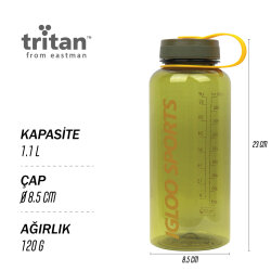 Igloo Sports Tritan Matara 1.1 Litre-YEŞİL-TURUNCU - 5