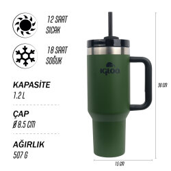 Igloo Stadler Thermo-Mug 1.2 Litre-HAKİ-SİYAH - 4