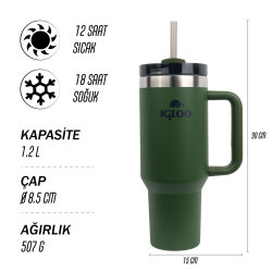 Igloo Stadler Thermo-Mug 1.2 Litre-HAKİ - 4