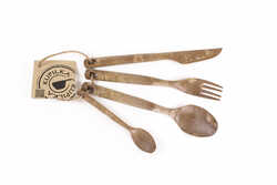 Kupilka - Kupilka Cutlery 56g Çatal Kaşık Bıçak Seti-KAHVERENGİ