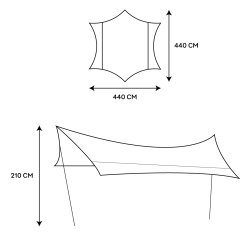 Mobi Garden Hexagon Direkli Canopy Tente 440x440x220cm - 9