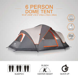 MobiHome DomeHike 6 Kişilik Otomatik Çadır-GRİ - 3
