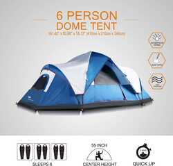 MobiHome DomeHike 6 Kişilik Otomatik Çadır-MAVİ - Thumbnail