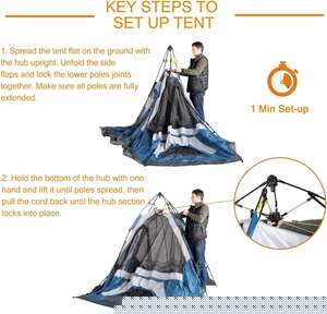 MobiHome DomeHike 6 Kişilik Otomatik Çadır-MAVİ