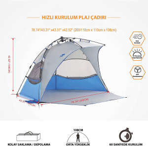 Mobihome Otomatik Plaj Çadırı-MAVİ - 5