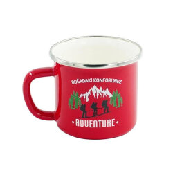 Orcamp Retro Emaye Kupa Bardak-KIRMIZI - Orcamp