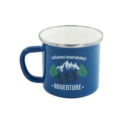 Orcamp Retro Emaye Kupa Bardak-LACİVERT - Orcamp