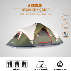 QuickUp DomeHike 6 Kişilik Otomatik Çadır - 6