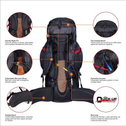 QuickUP Hiking Sırt Çantası 65 Litre-SİYAH-KIRMIZI - 5