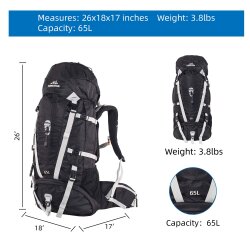 QuickUP Hiking Sırt Çantası 65 Litre-SİYAH-GRİ - 2