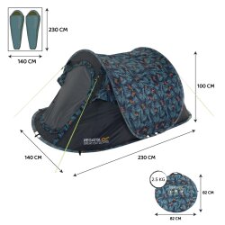 Regatta Malawi 2 Kişilik Pop-Up Çadır-MAVİ - 8