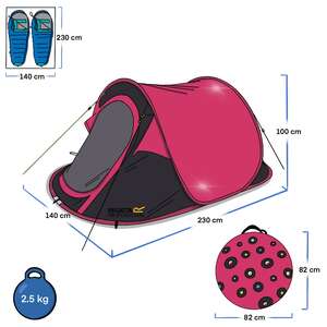 Regatta Malawi 2 Kişilik Pop-Up Çadır-PEMBE