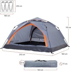 Where Tomorrow Doppel Otomatik Çadır-GRİ - 3