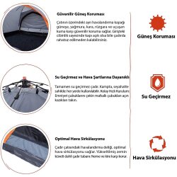 Where Tomorrow Doppel Otomatik Çadır-GRİ - 4