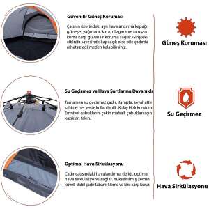 Where Tomorrow Doppel Otomatik Çadır-GRİ - 4