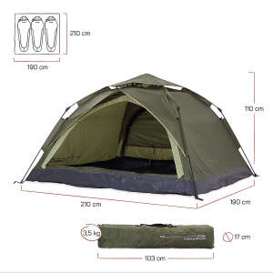 Where Tomorrow Doppel Otomatik Çadır-YEŞİL - 3