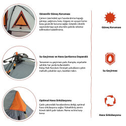 Where Tomorrow Dreieck Otomatik Çadır-GRİ - 4