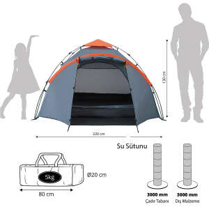 Where Tomorrow Family Otomatik Çadır-GRİ - 7