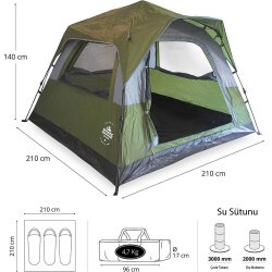 Where Tomorrow Fenstern Otomatik Çadır-YEŞİL - 4