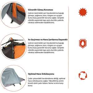 Where Tomorrow Kompakt Otomatik Çadır-GRİ - 4