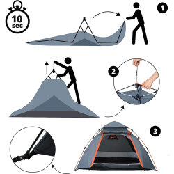 Where Tomorrow Kuppel Otomatik Çadır-GRİ - 4