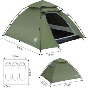 Where Tomorrow Kuppel Otomatik Çadır-YEŞİL - 3